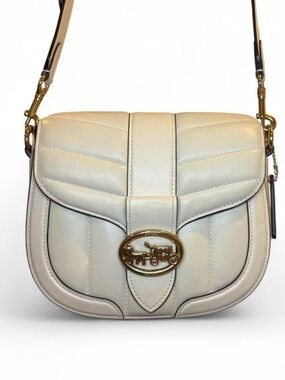 Coach Georgie Quilted Crossbody Saddle Bag in Bone White